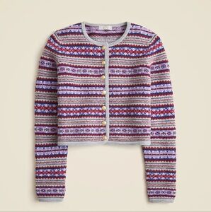 J.Crew Fair Isle Lady Jacket in Boiled Wool Blend Size L